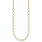 14K Polished and Dia-cut Fancy Oval Link Necklace