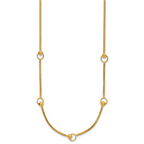 14K Polished Circle Station Popcorn Link Necklace