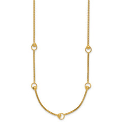 14K Polished Circle Station Popcorn Link Necklace
