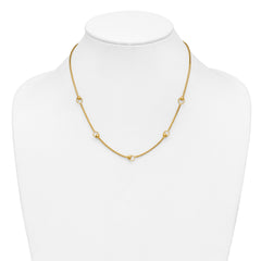 14K Polished Circle Station Popcorn Link Necklace