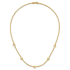 14K Polished Circle Station Popcorn Link Necklace