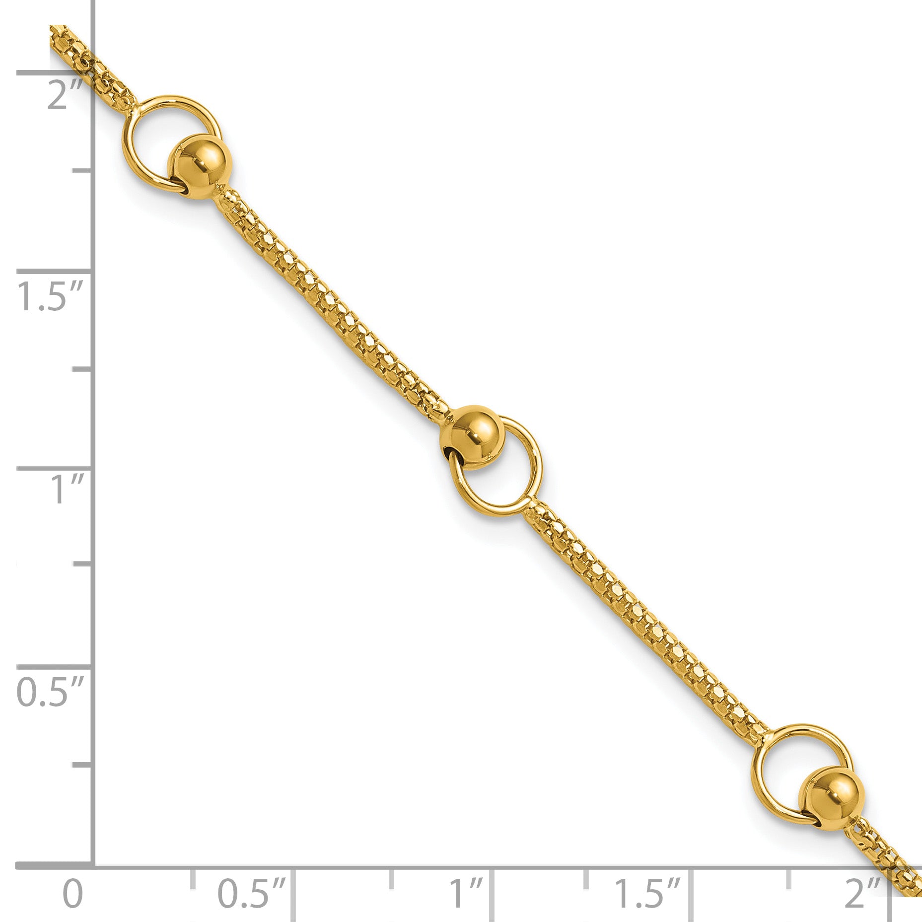 14K Polished Circle Station Popcorn Link Bracelet