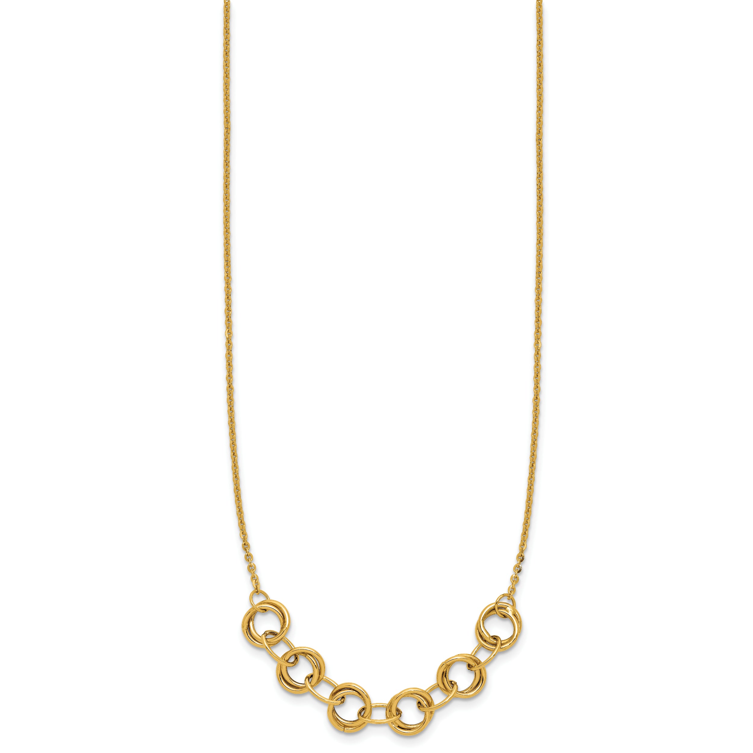 14K Polished Circles w/2in ext. Necklace