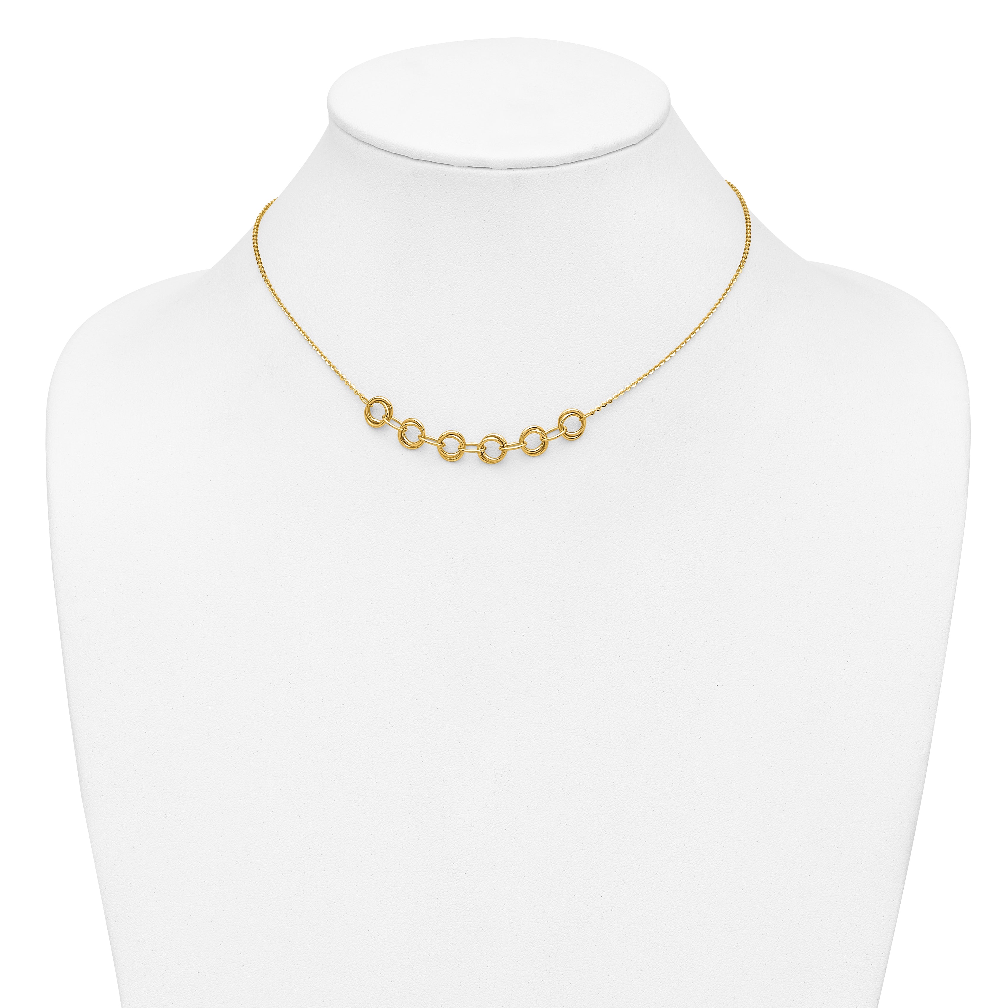 14K Polished Circles w/2in ext. Necklace