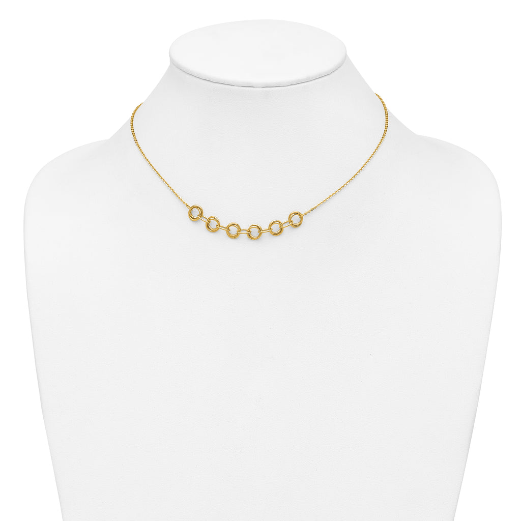 14K Polished Circles w/2in ext. Necklace