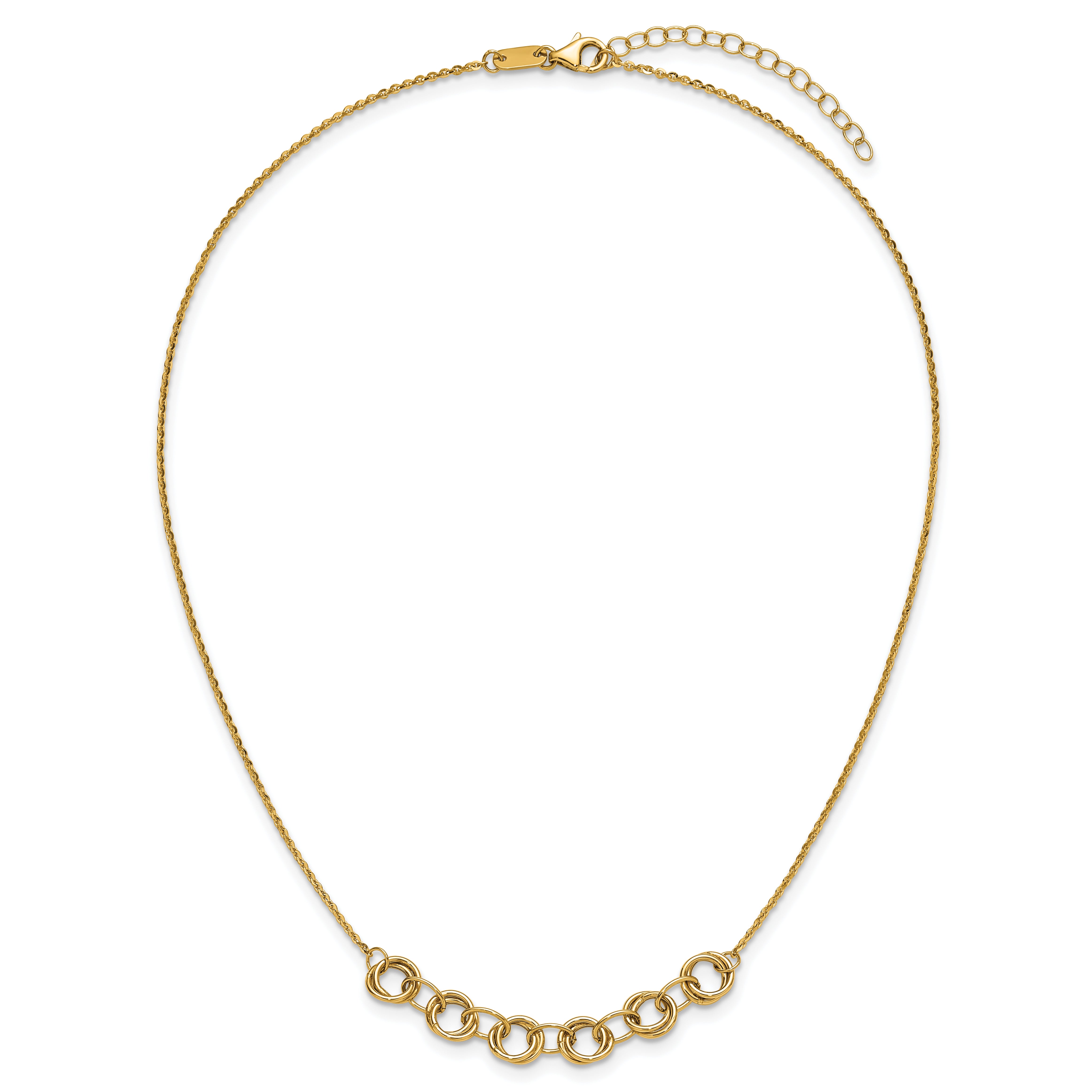 14K Polished Circles w/2in ext. Necklace