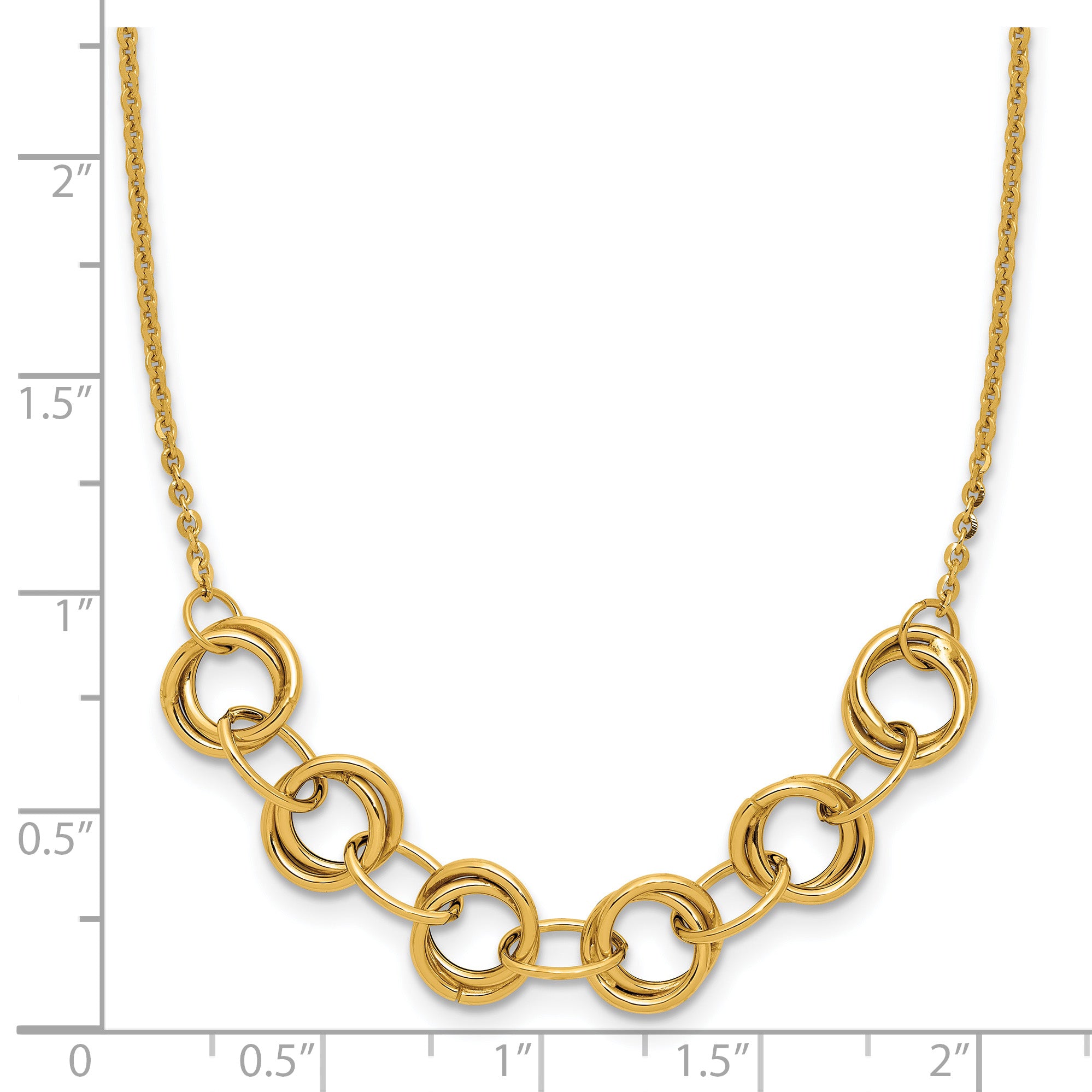 14K Polished Circles w/2in ext. Necklace