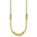 14K Polished and Diamond-cut Fancy Oval Link Necklace