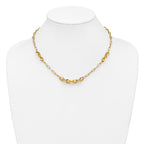 14K Polished and Diamond-cut Fancy Oval Link Necklace