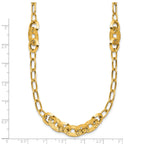 14K Polished and Diamond-cut Fancy Oval Link Necklace