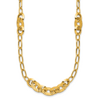 14K Polished and Diamond-cut Fancy Oval Link Necklace