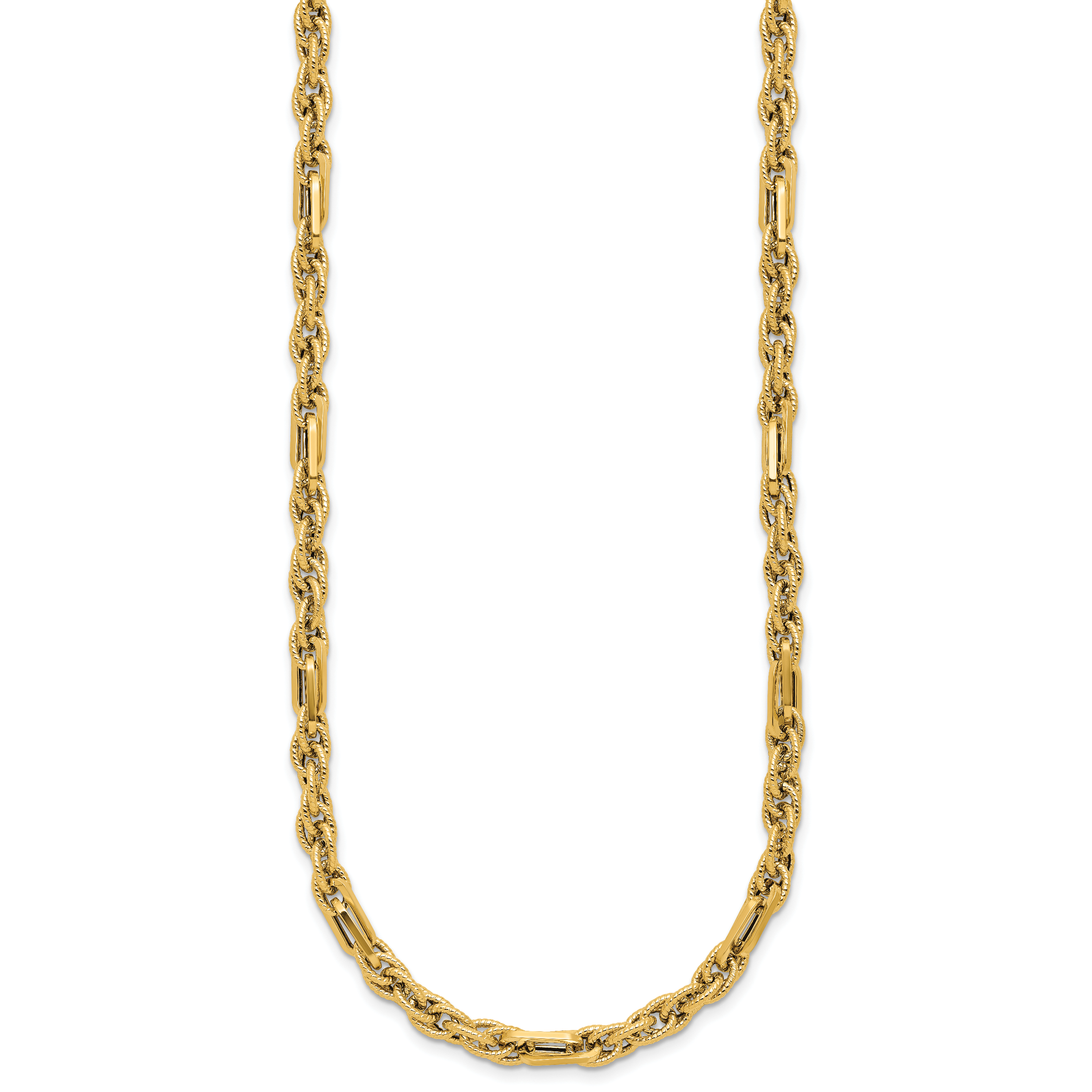14K Polished and Textured Fancy Link Necklace Secondary image