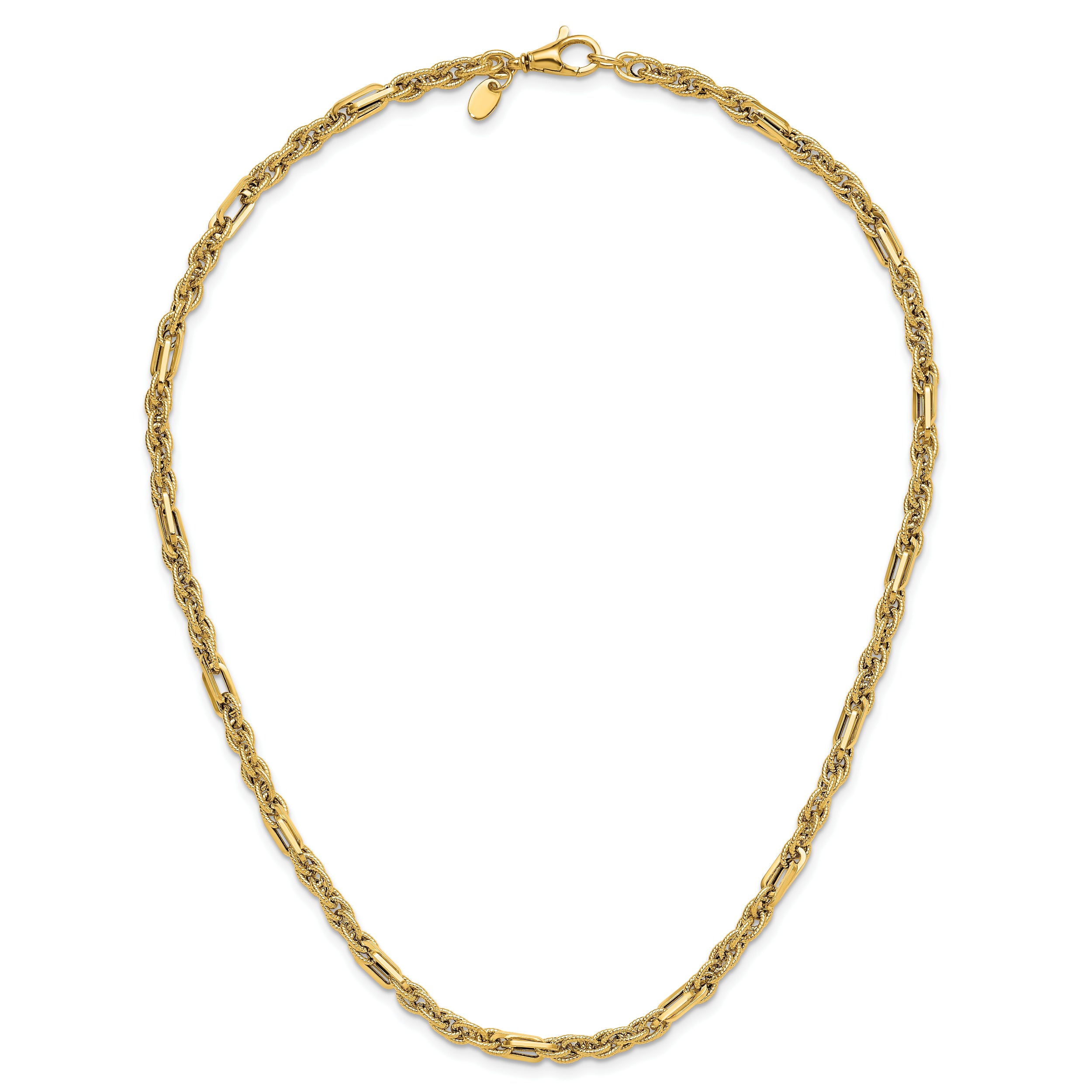 14K Polished and Textured Fancy Link Necklace