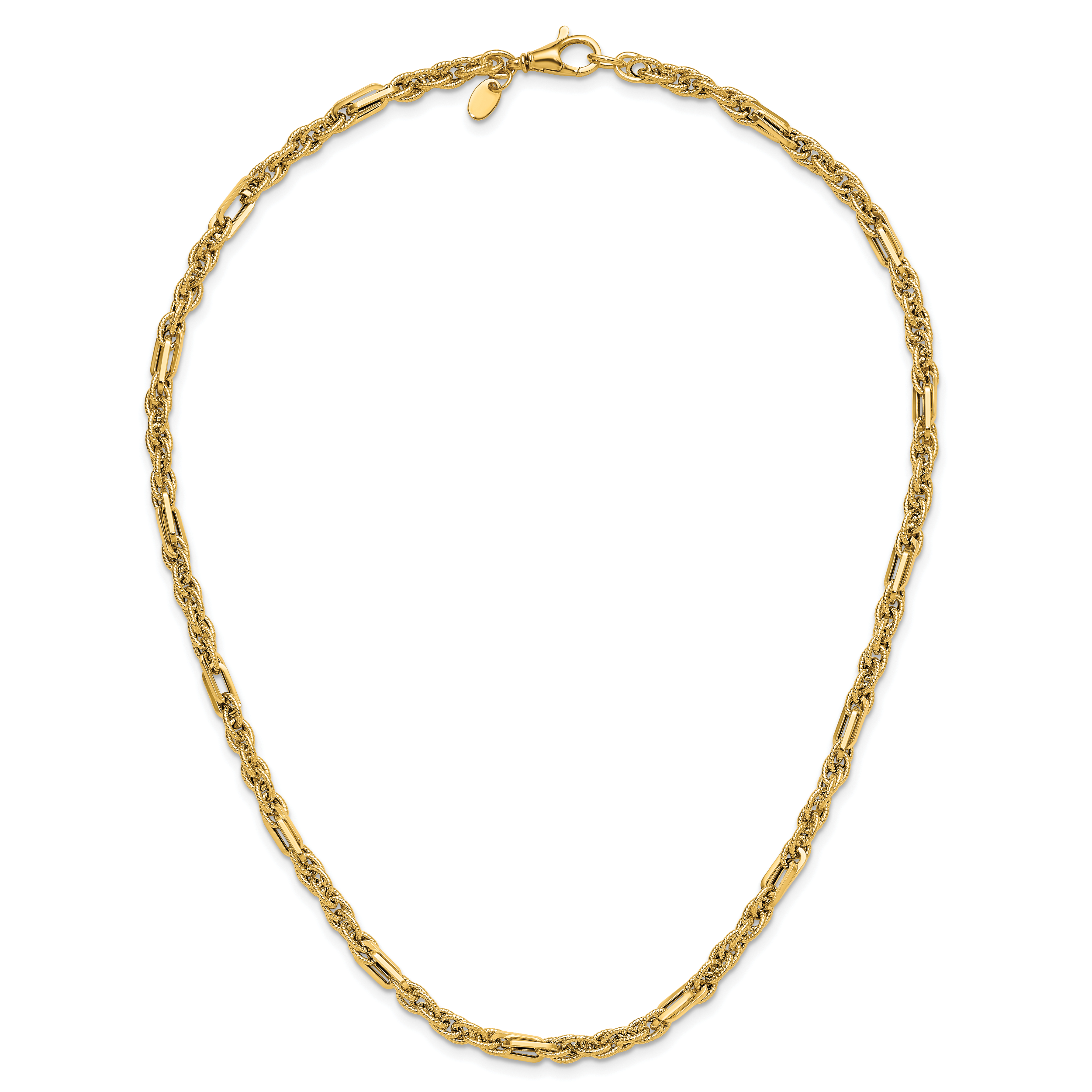 14K Polished and Textured Fancy Link Necklace