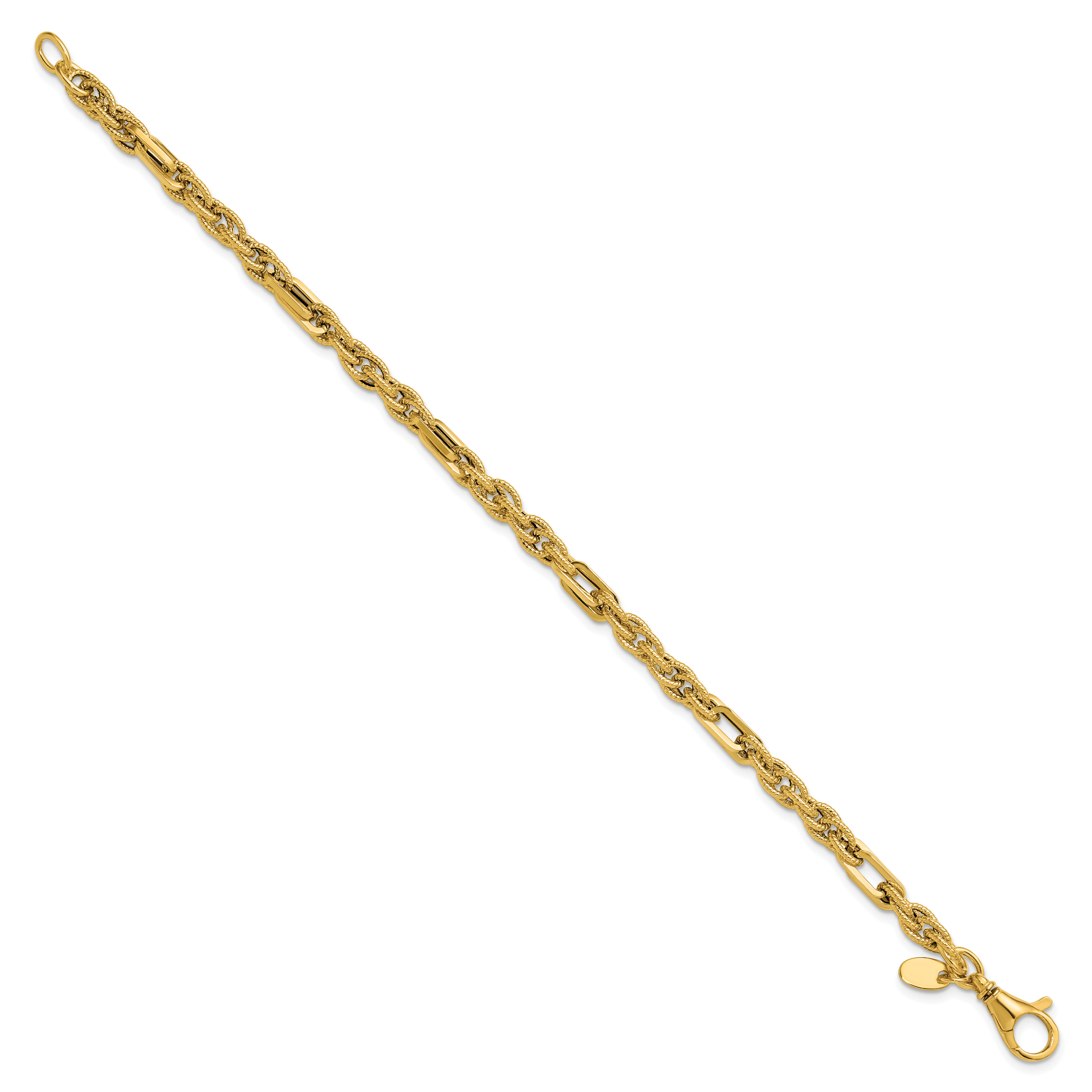 14K Polished and Textured Fancy Link Bracelet Secondary image