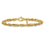 14K Polished and Textured Fancy Link Bracelet
