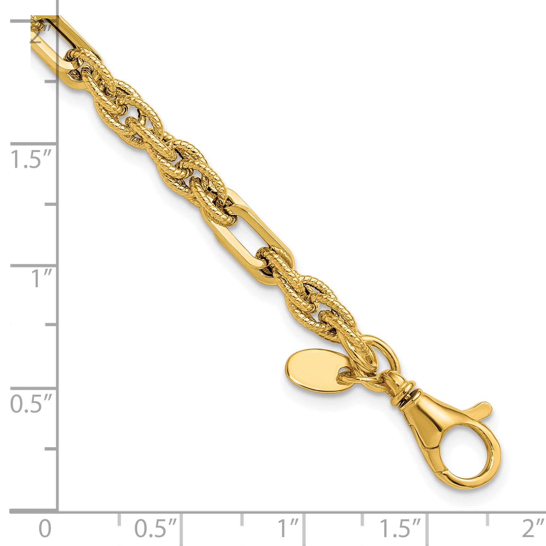 14K Polished and Textured Fancy Link Bracelet
