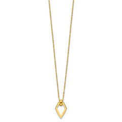 14K Polished Diamond Shape Pendant w/2in ext. Necklace