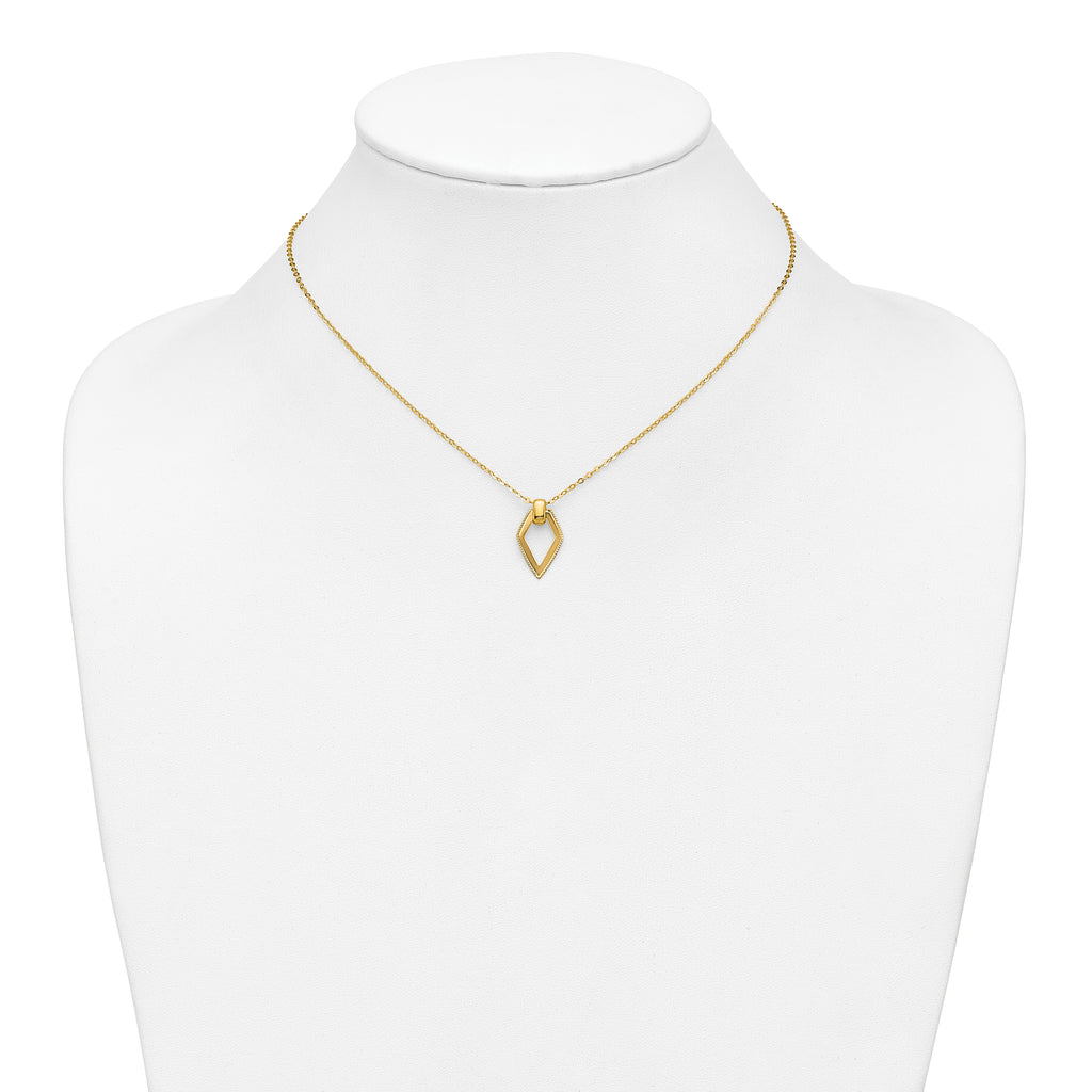14K Polished Diamond Shape Pendant w/2in ext. Necklace