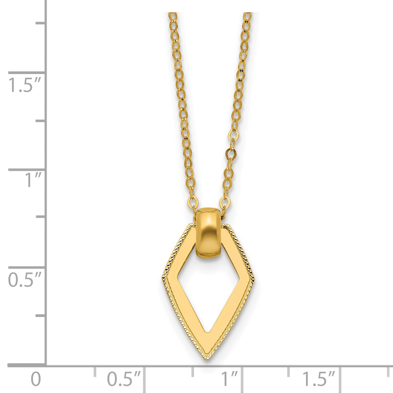 14K Polished Diamond Shape Pendant w/2in ext. Necklace