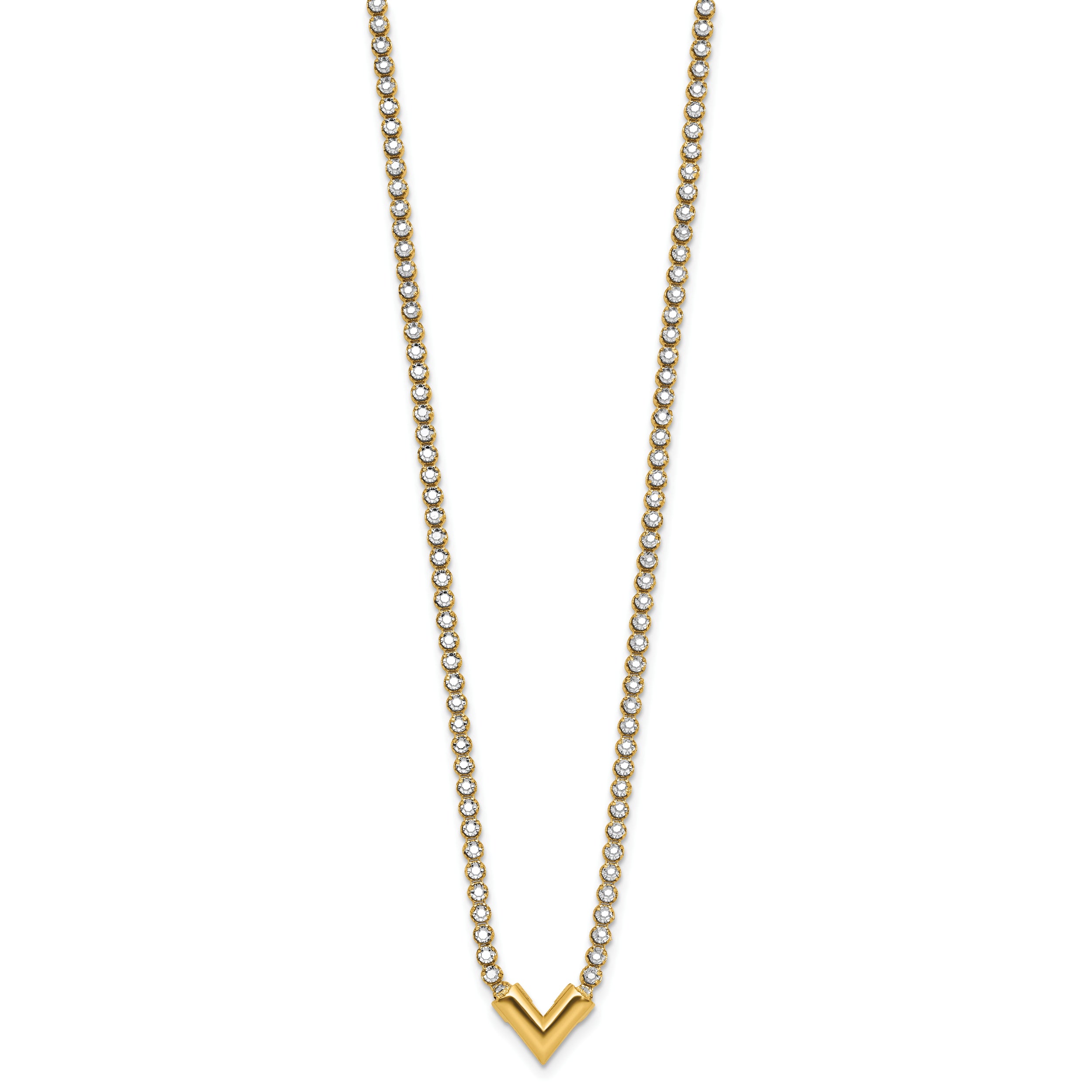 14K w/RH-plating Polished Fancy 18in Necklace