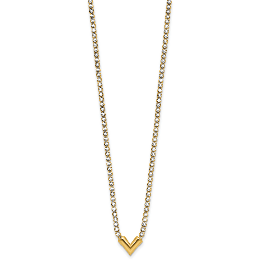 14K w/RH-plating Polished Fancy 18in Necklace