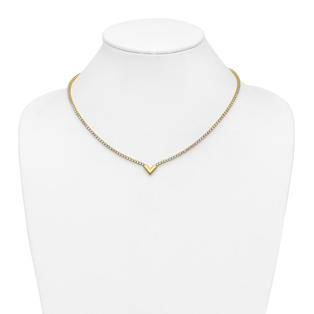 14K w/RH-plating Polished Fancy 18in Necklace