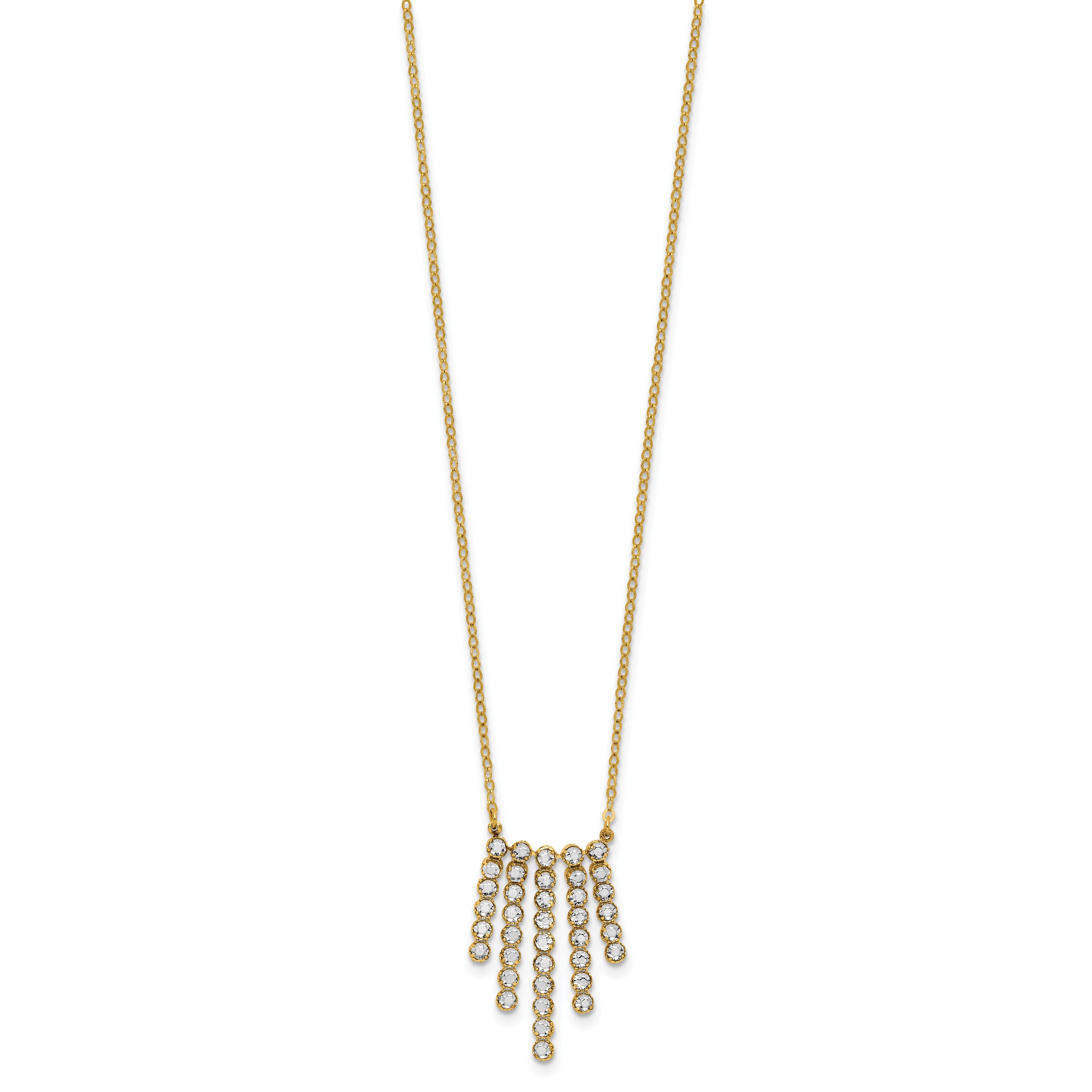 14K w/RH-plating Polished Fancy 18in Necklace