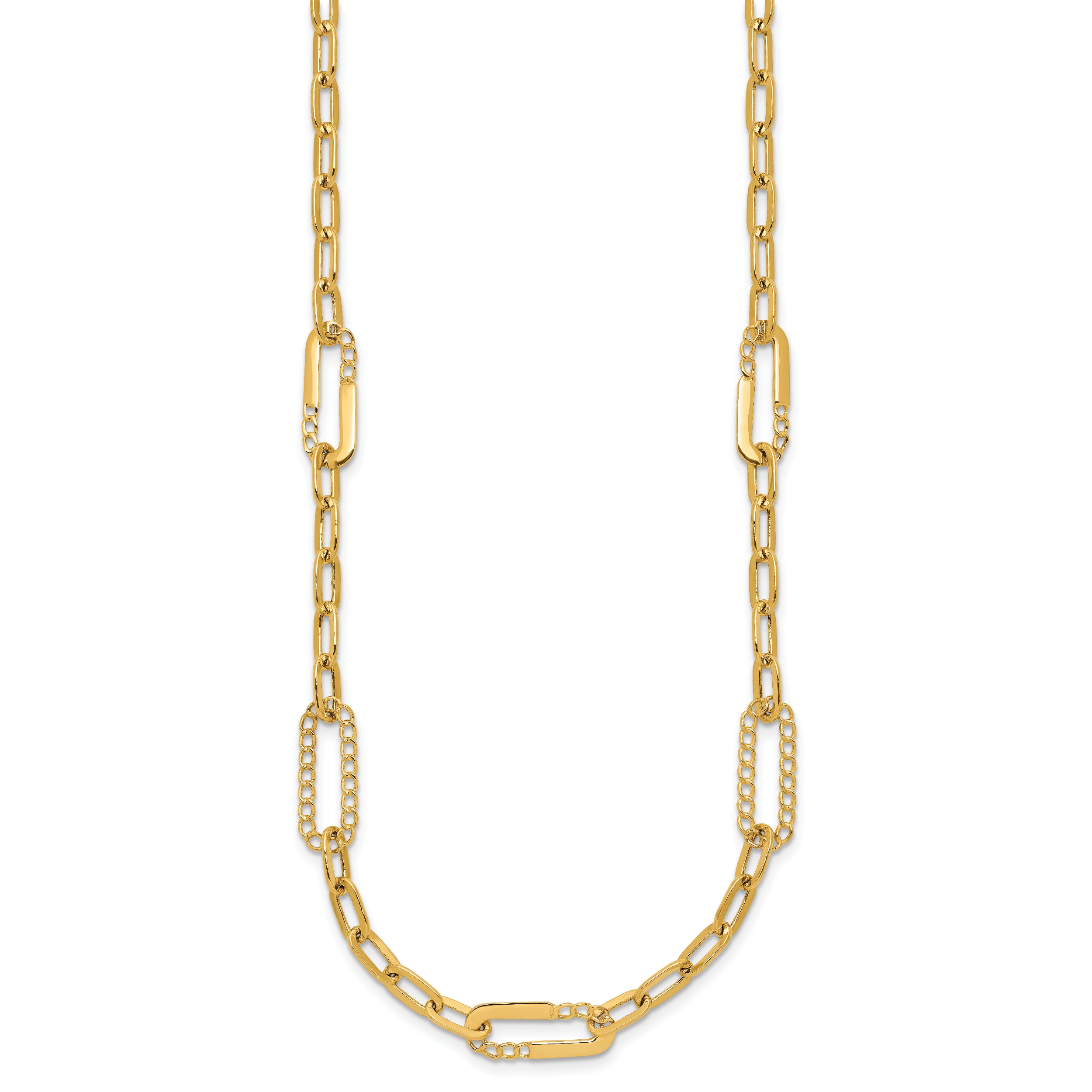 14K Polished Fancy Paperclip Necklace