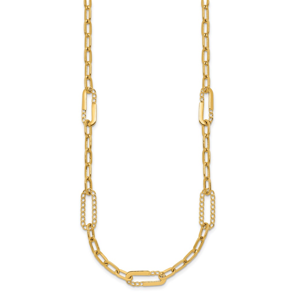 14K Polished Fancy Paperclip Necklace