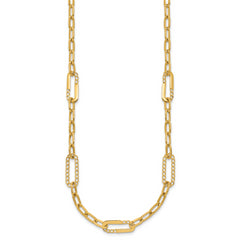 14K Polished Fancy Paperclip Necklace
