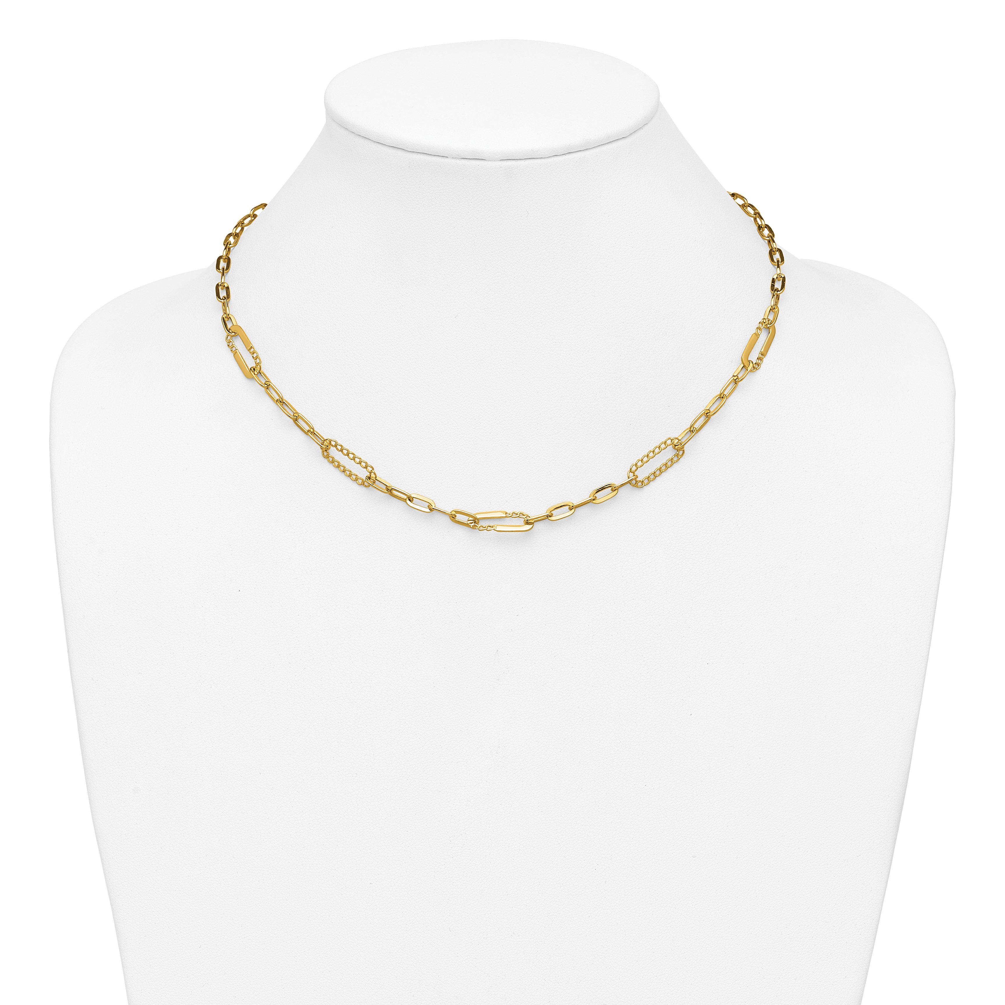 14K Polished Fancy Paperclip Necklace