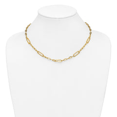 14K Polished Fancy Paperclip Necklace