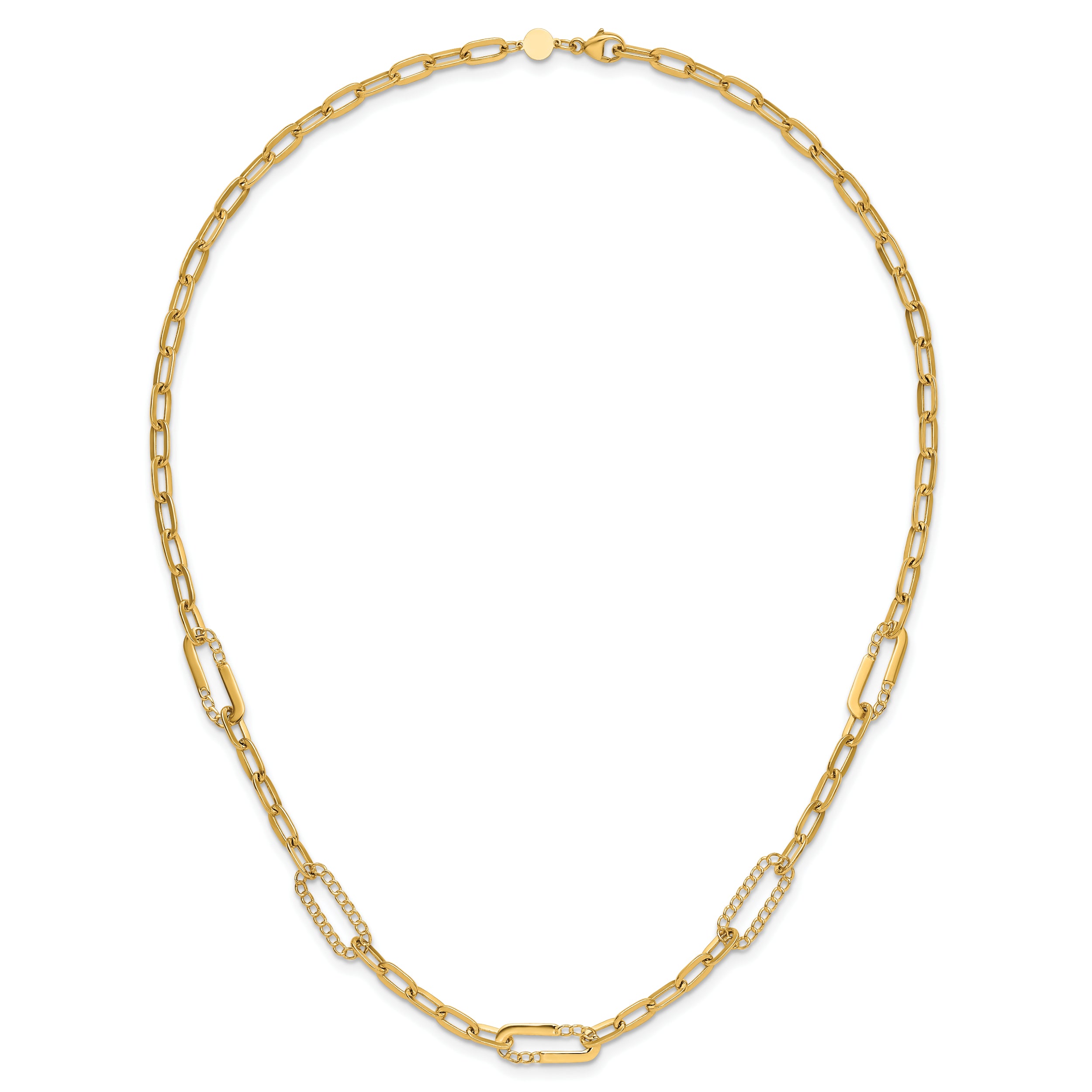 14K Polished Fancy Paperclip Necklace