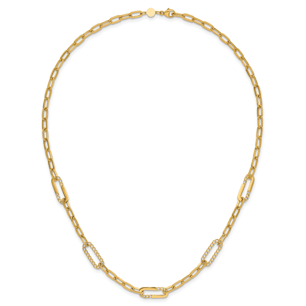 14K Polished Fancy Paperclip Necklace