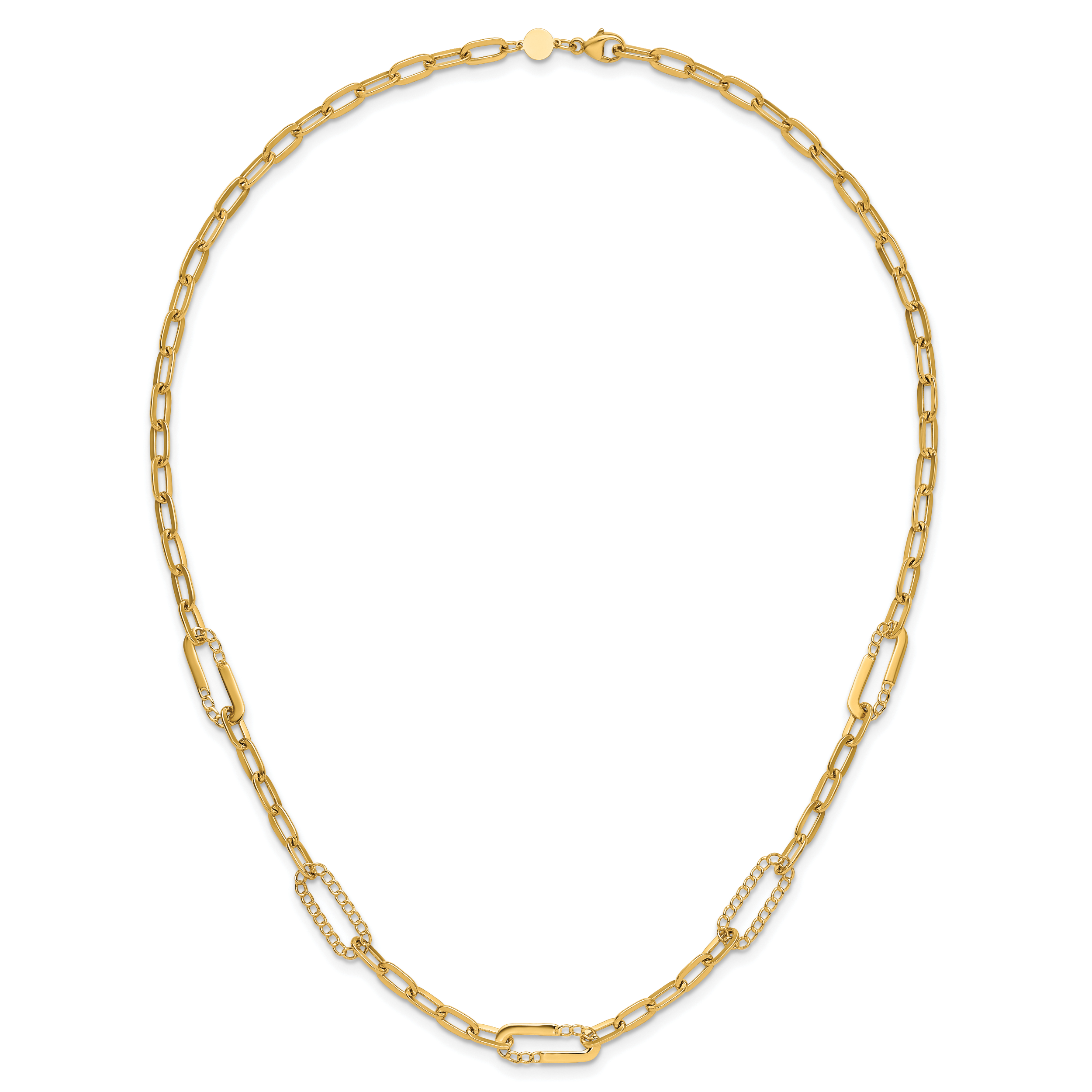 14K Polished Fancy Paperclip Necklace