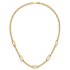 14K Polished Fancy Paperclip Necklace