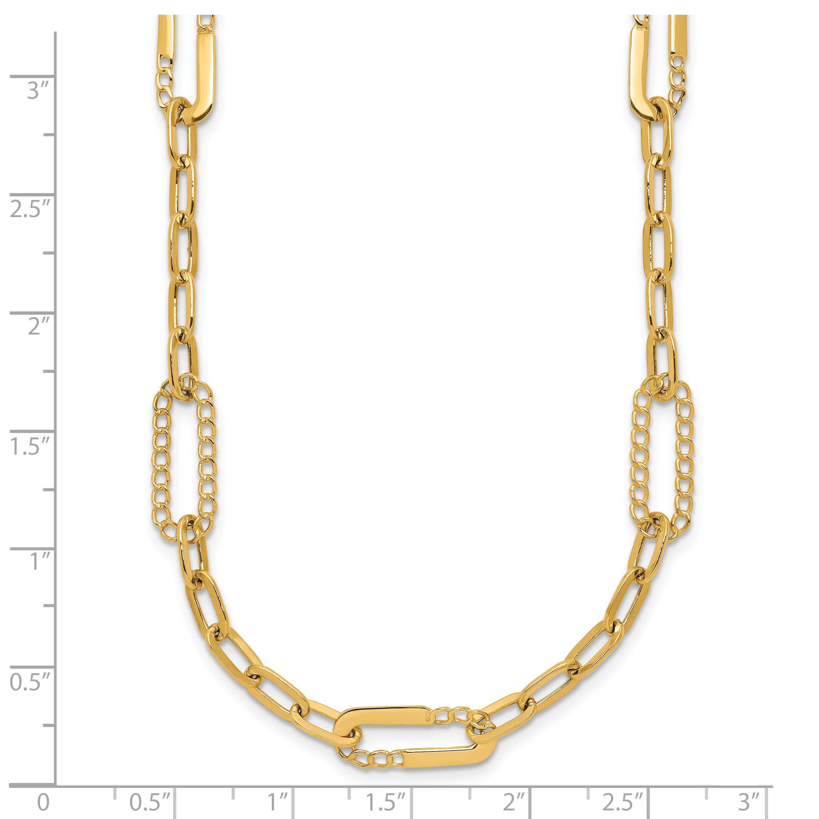 14K Polished Fancy Paperclip Necklace