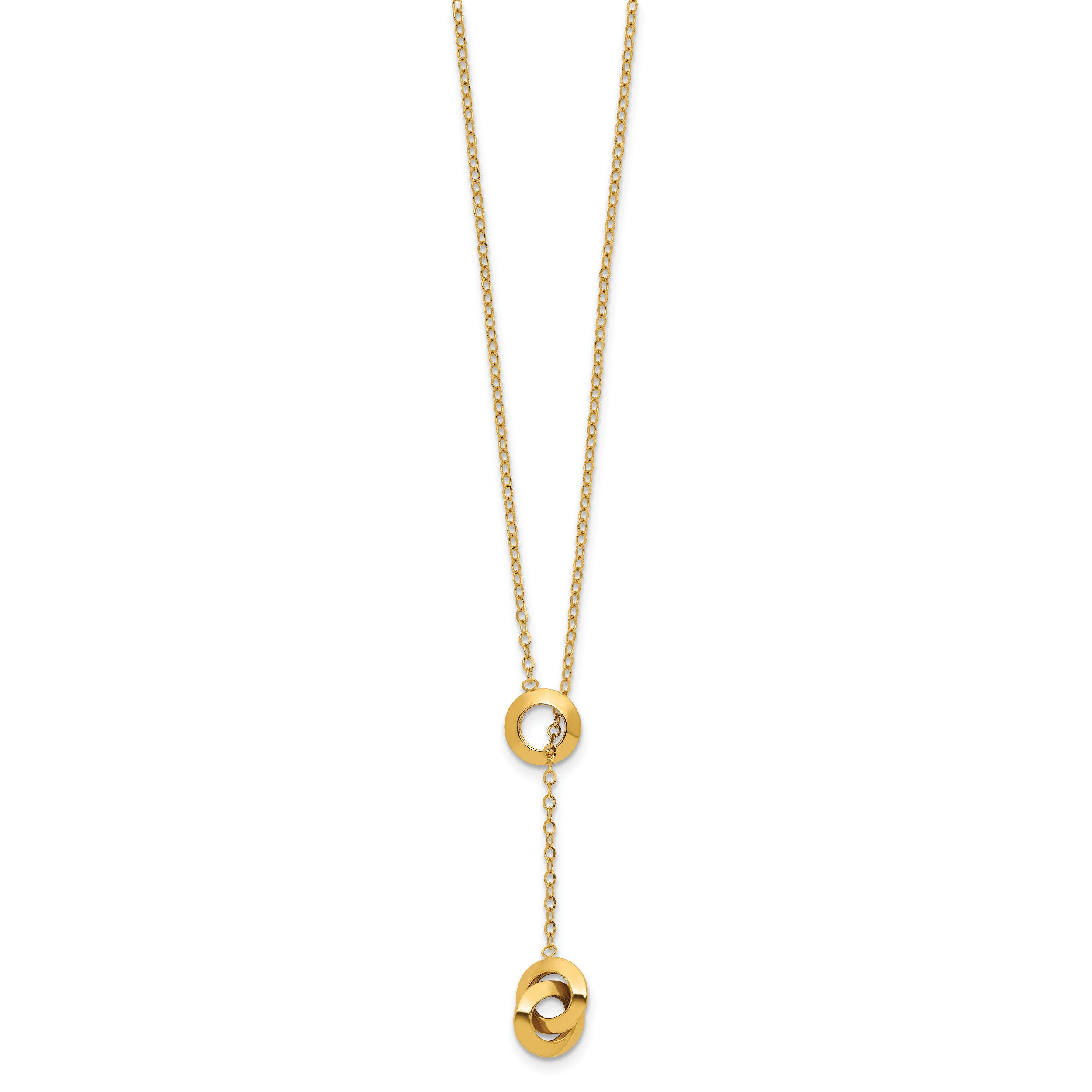 14K Polished Circles Lariat w/2in ext. Necklace