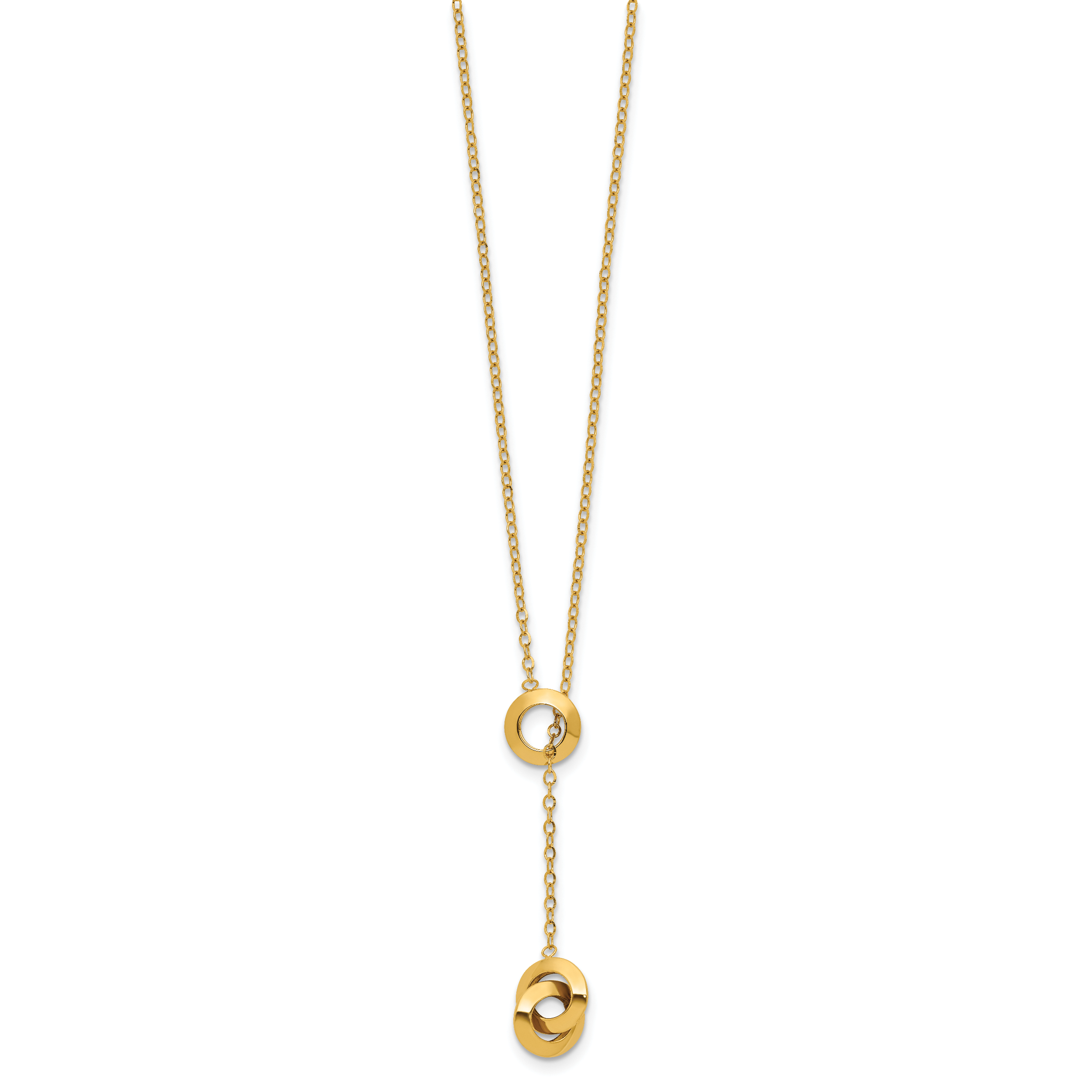 14K Polished Circles Lariat w/2in ext. Necklace