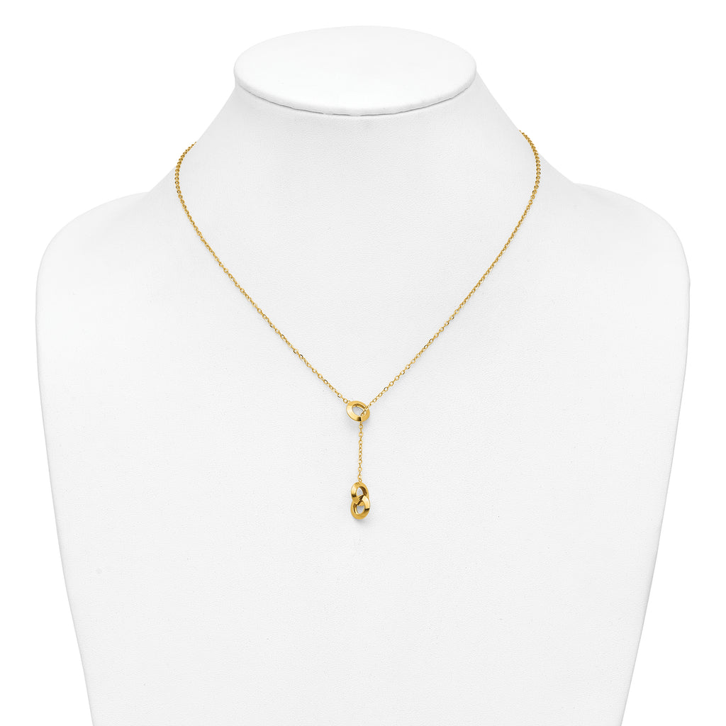 14K Polished Circles Lariat w/2in ext. Necklace