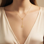 14K Polished Circles Lariat w/2in ext. Necklace