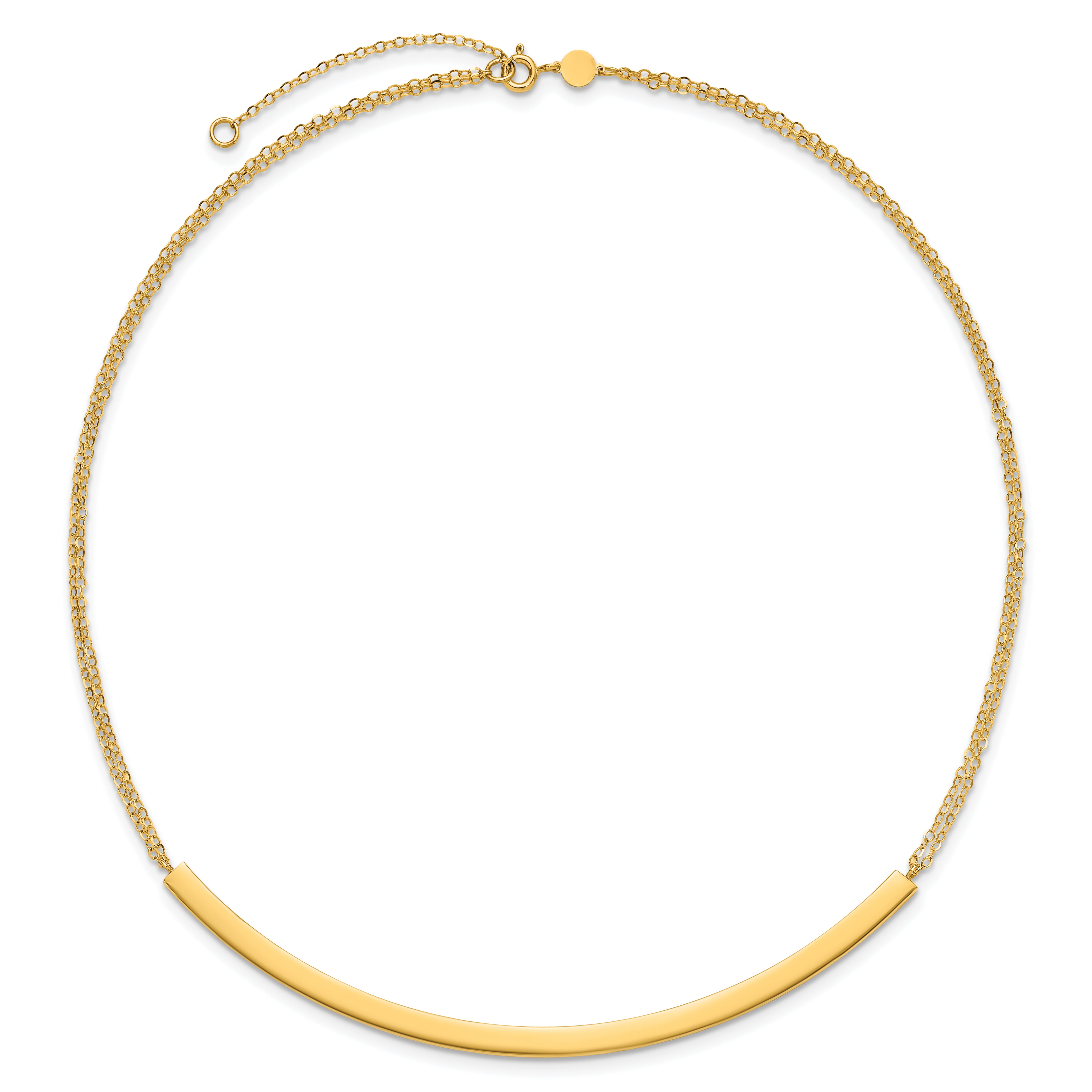 14K Polished and Diamond-cut Bar Double Chain w/2in ext. Necklace