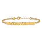 14K Polished / Diamond-cut Bar Double Chain w/.75in ext. Bracelet