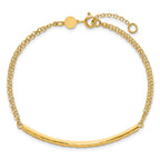 14K Polished / Diamond-cut Bar Double Chain w/.75in ext. Bracelet