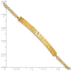 14K Polished / Diamond-cut Bar Double Chain w/.75in ext. Bracelet