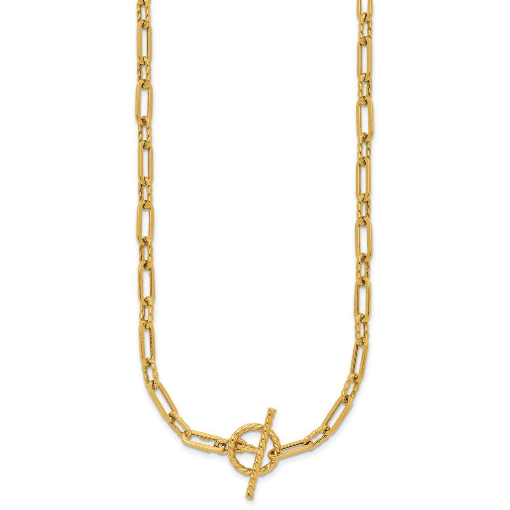 14K Polished and Twisted Fancy Link Toggle Necklace