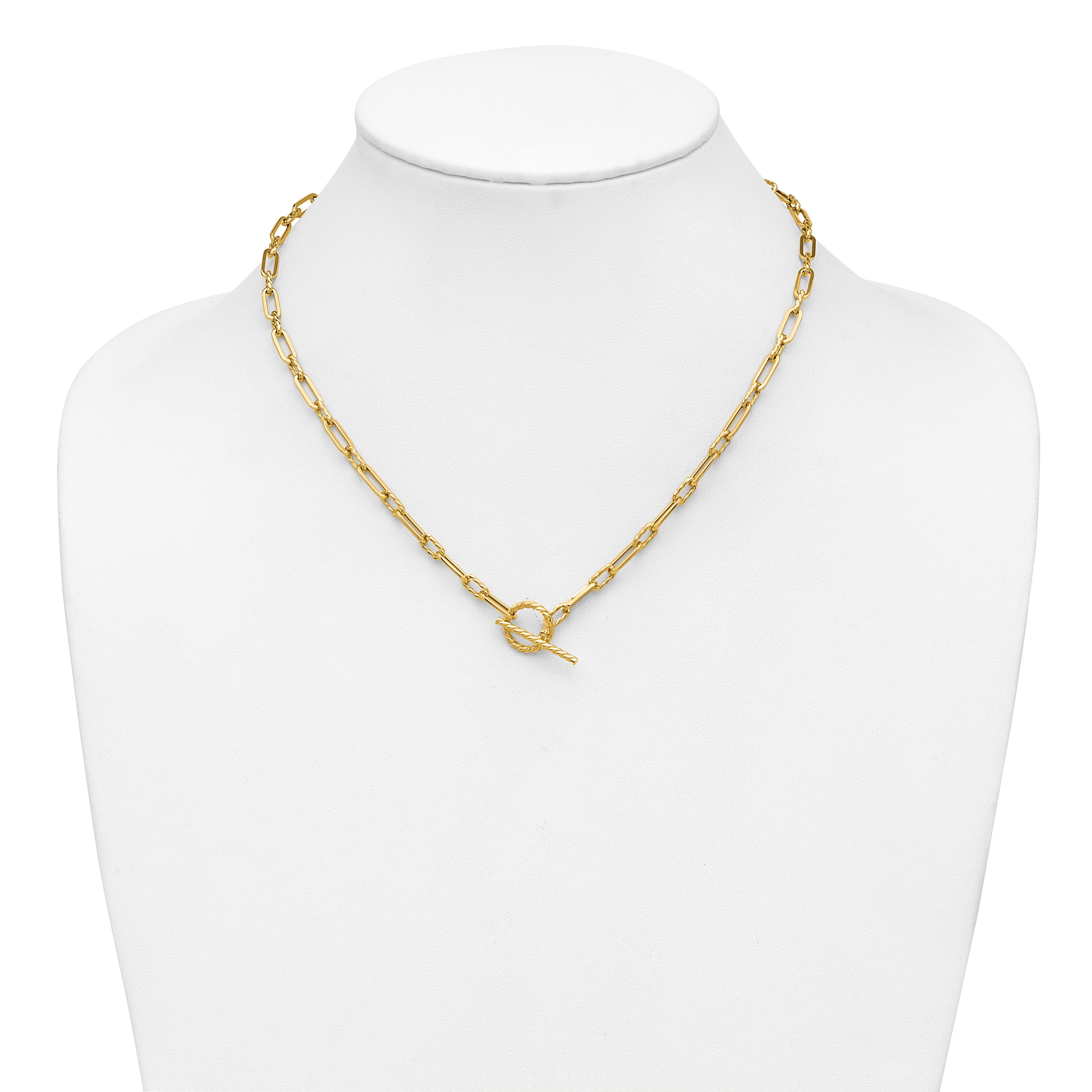 14K Polished and Twisted Fancy Link Toggle Necklace
