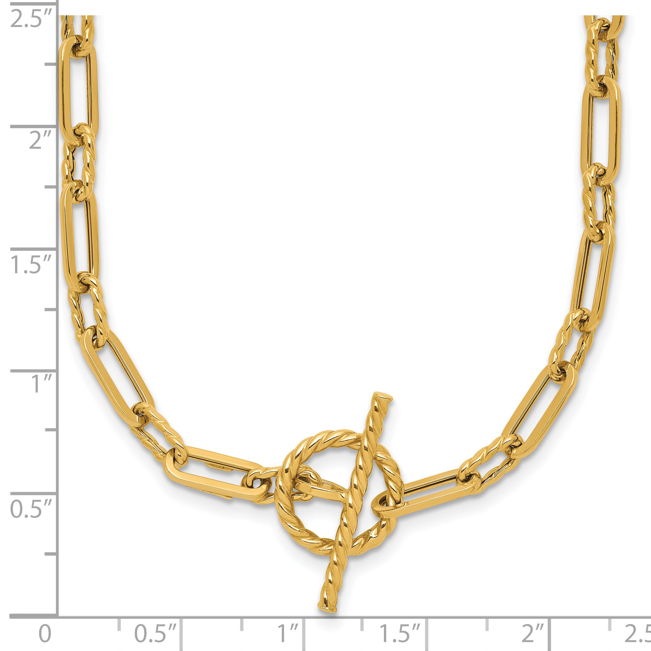 14K Polished and Twisted Fancy Link Toggle Necklace