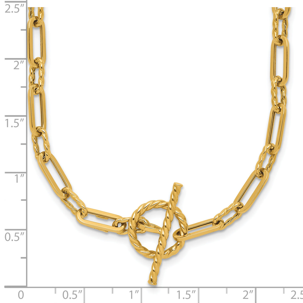 14K Polished and Twisted Fancy Link Toggle Necklace